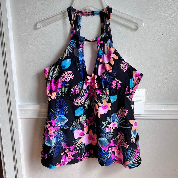 Raisins Curve Women's Plus Rosalie Poolside Underwire Tankini Swimsuit Top 14W - Picture 15 of 17